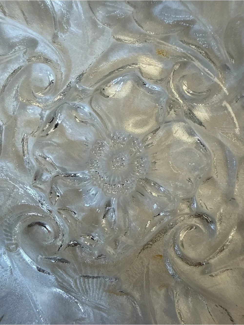 Vintage Indiana Glass Wild Rose Clear Single Handle Nappy Relish Dish 6.5